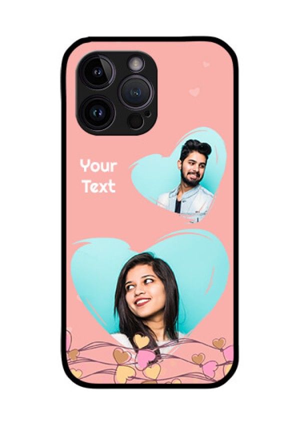 iPhone 14 Pro Custom Glass Mobile Case - Love Doodle Design