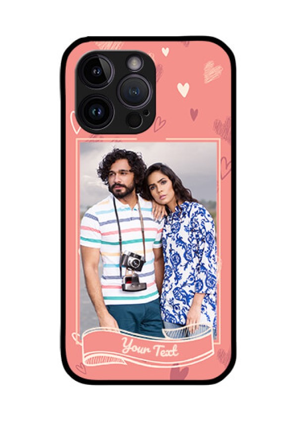 iPhone 14 Pro Custom Glass Phone Case - Love doodle art Design