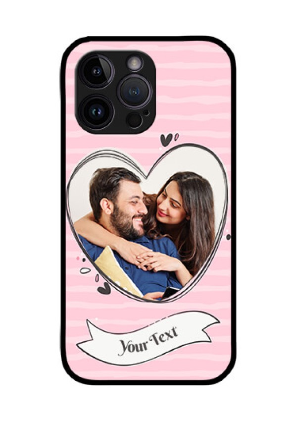 iPhone 14 Pro Custom Glass Phone Case - Vintage Heart Design