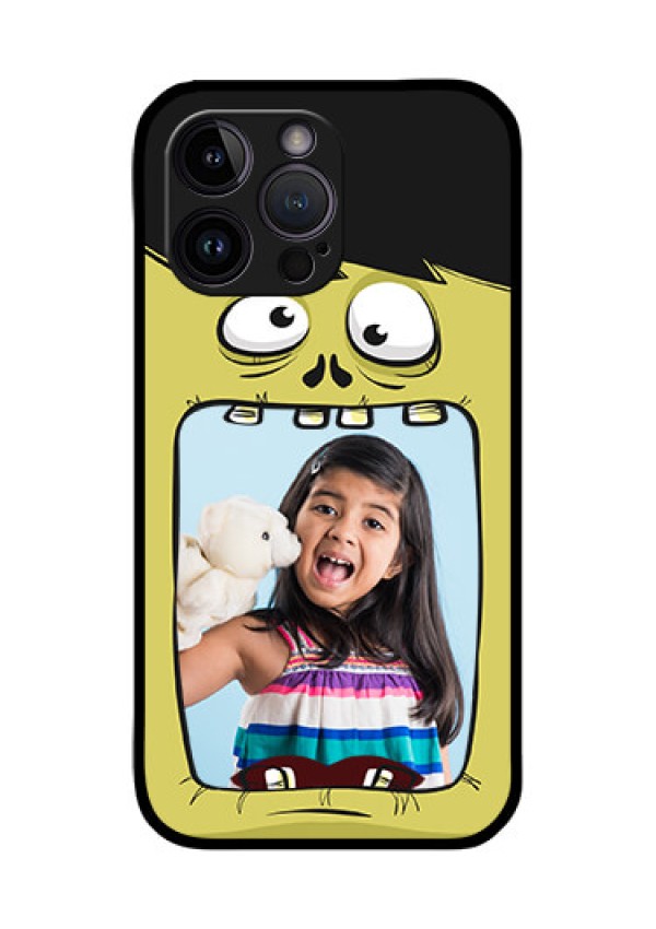 iPhone 14 Pro Personalized Glass Phone Case - Cartoon monster back case Design