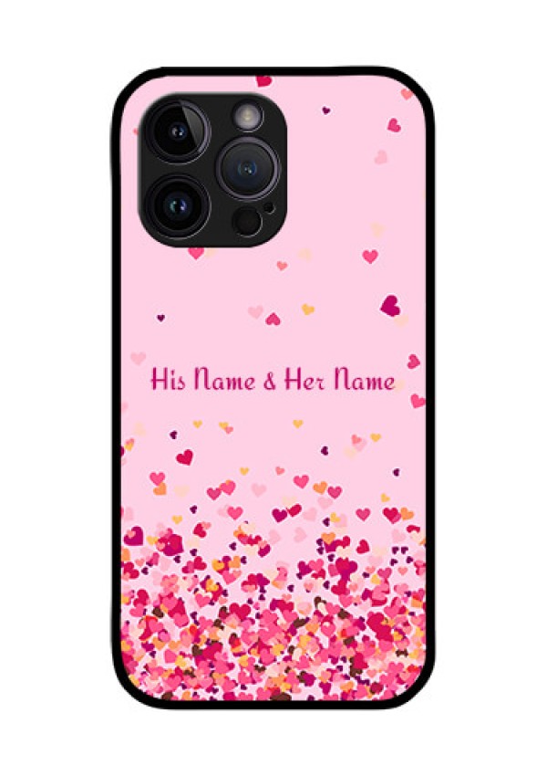 iPhone 14 Pro Photo Printing on Glass Case - Floating Hearts Design