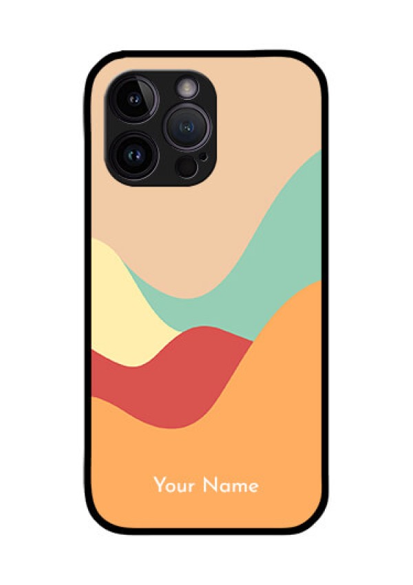 iPhone 14 Pro Personalized Glass Phone Case - Ocean Waves Multi-colour Design
