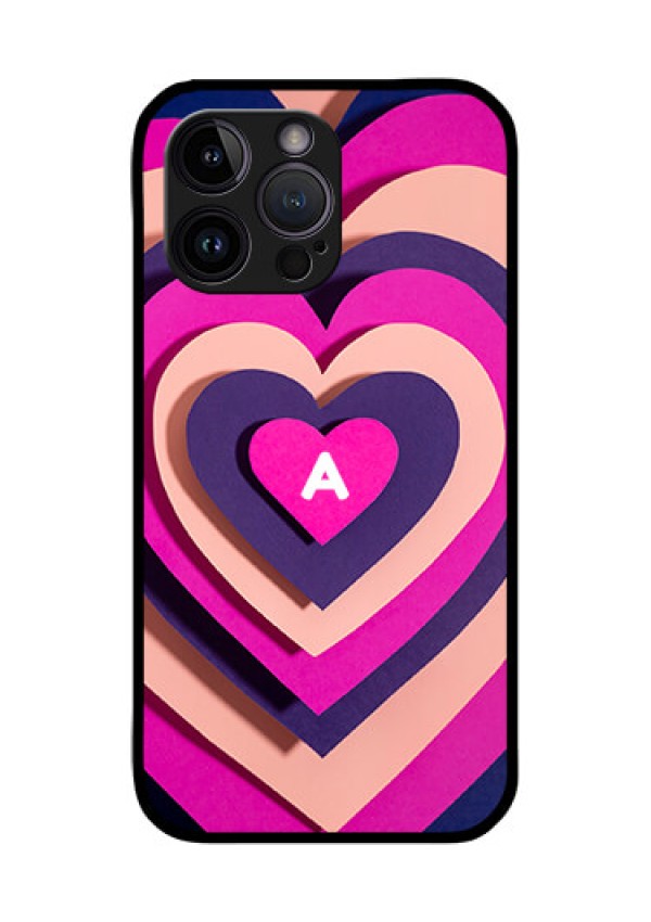 iPhone 14 Pro Custom Glass Mobile Case - Cute Heart Pattern Design
