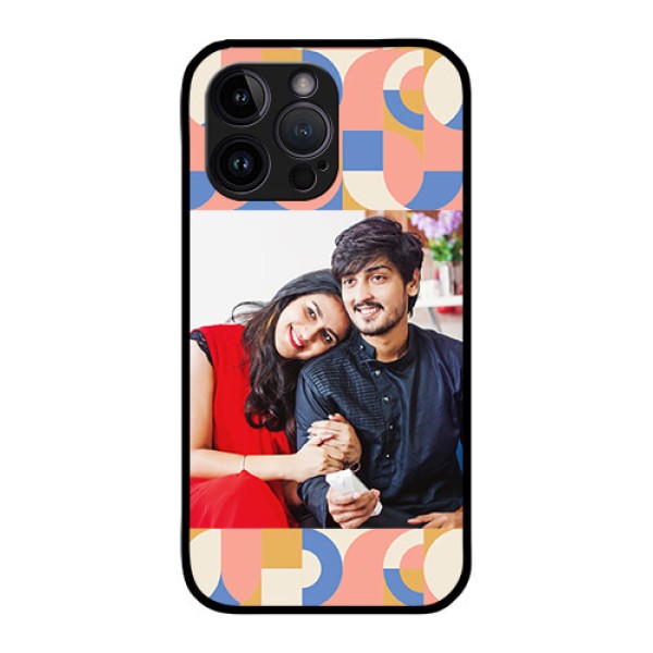 iPhone 14 Pro Photo Printing on Glass Case - Semi-circle Maze Pattern Design