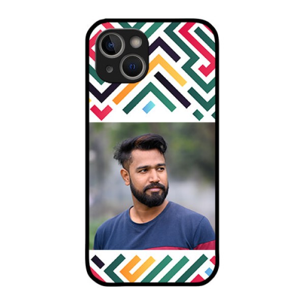 iPhone 14 Personalized Glass Phone Case - Colorful Maze Pattern Design iPhone 14 Personalized Glass Phone Case - Colorful Maze Pattern Design