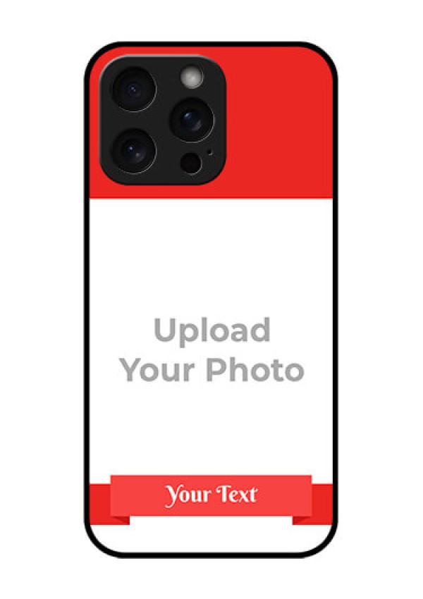 iPhone 15 Pro Max Custom Glass Phone Case - Simple Red Color Design