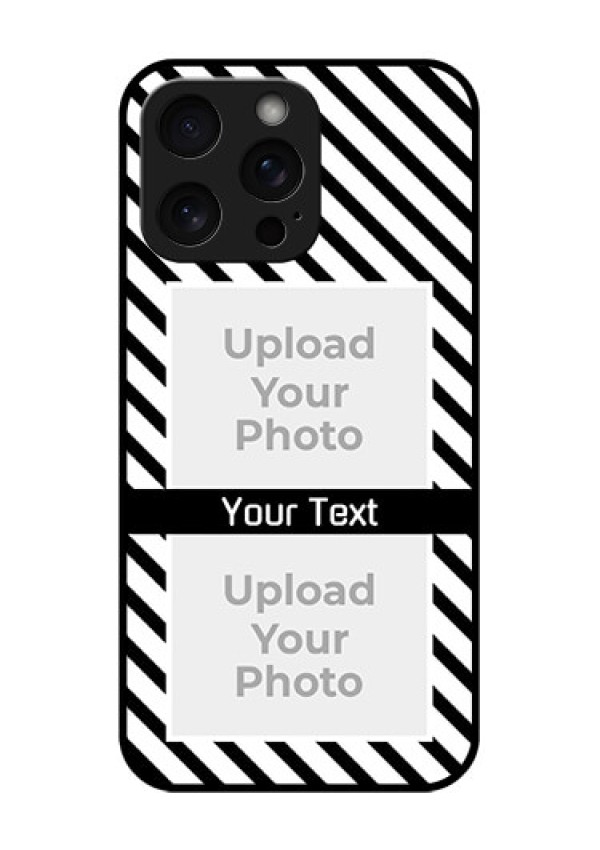 iPhone 15 Pro Max Custom Glass Phone Case - Black And White Stripes Design