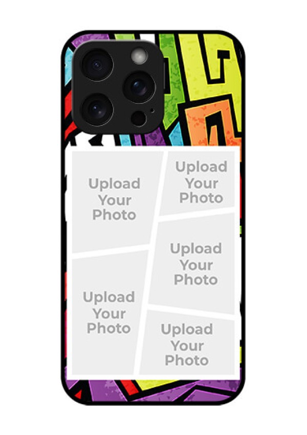 iPhone 15 Pro Max Custom Glass Phone Case - Graffiti Pattern Design