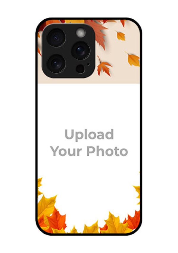 iPhone 15 Pro Max Custom Glass Phone Case - Autumn Maple Leaves Design