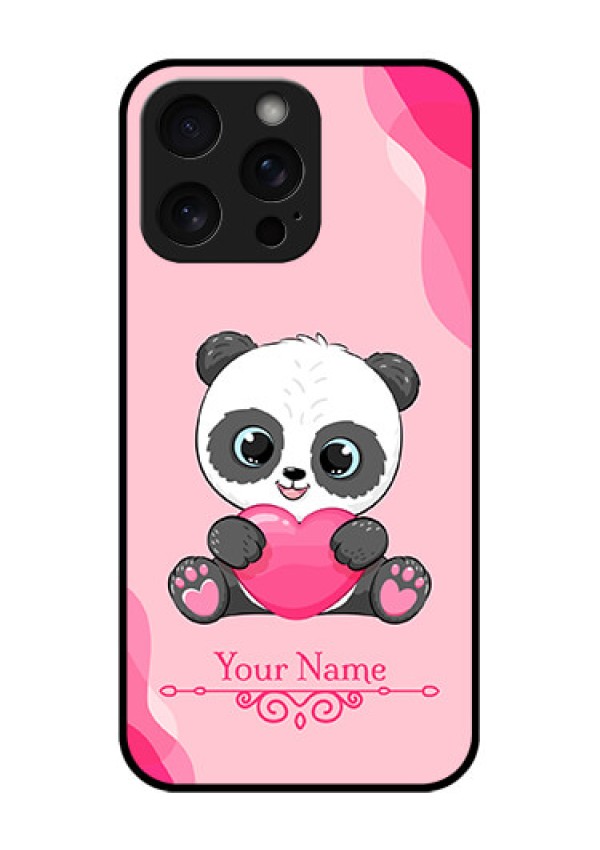 iPhone 15 Pro Max Custom Glass Phone Case - Cute Panda Design
