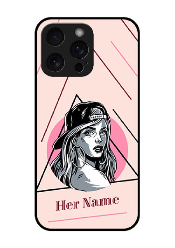 iPhone 15 Pro Max Custom Glass Phone Case - Rockstar Girl Design