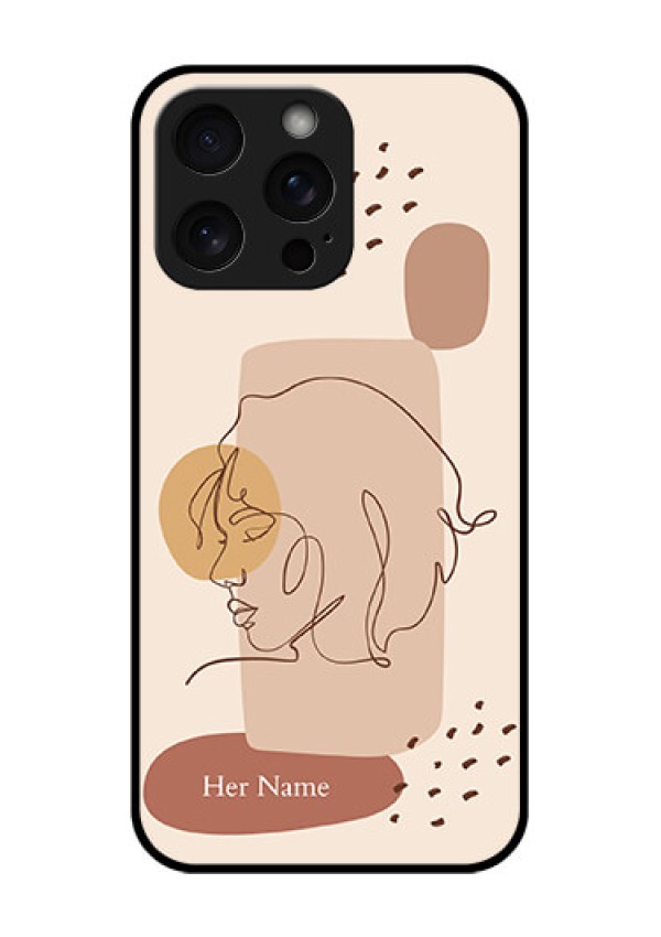 iPhone 15 Pro Max Custom Glass Phone Case - Calm Woman Line Art Design