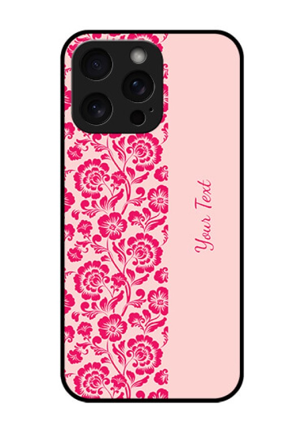 iPhone 15 Pro Max Custom Glass Phone Case - Attractive Floral Pattern Design