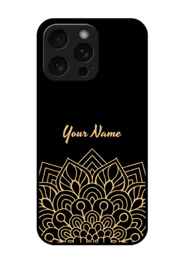 iPhone 15 Pro Max Custom Glass Phone Case - Golden Mandala Design
