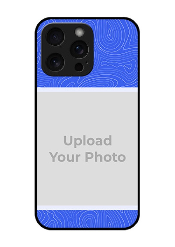 iPhone 15 Pro Max Custom Glass Phone Case - Curved Line Art With Blue And White Design