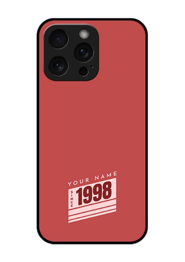 iPhone 15 Pro Max Custom Glass Phone Case - Red Custom Year Of Birth Design