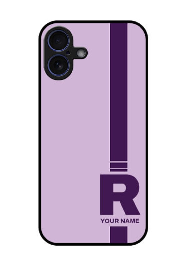 iPhone 16 Plus Custom Glass Phone Case - Simple Dual Tone Stripe With Name Design