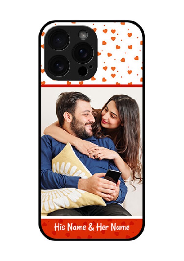 iPhone 16 Pro Max Custom Glass Phone Case - Orange Love Symbol Design