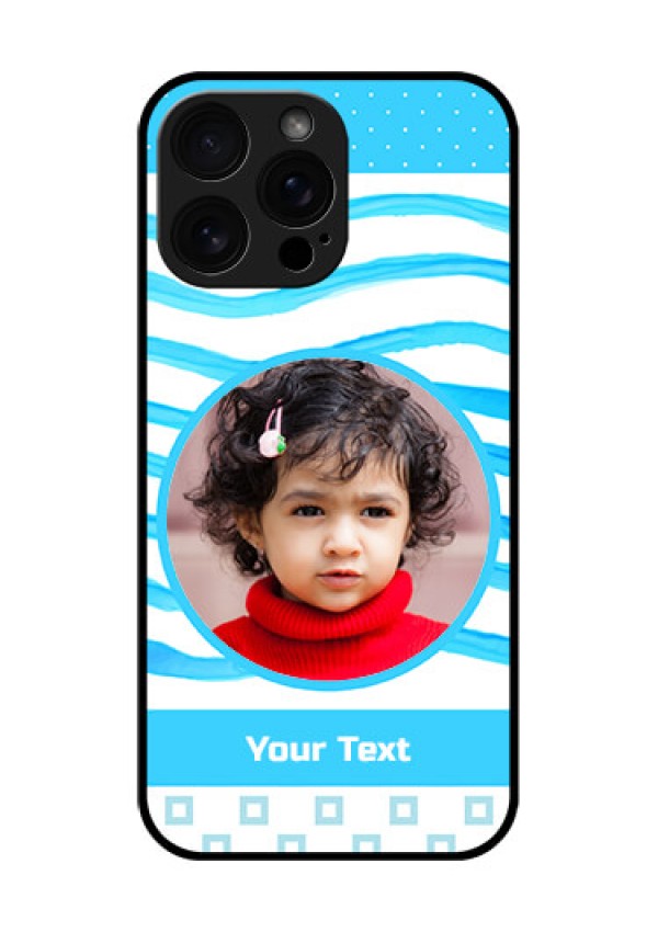 iPhone 16 Pro Max Custom Glass Phone Case - Simple Blue Case Design