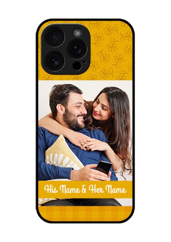 iPhone 16 Pro Max Custom Glass Phone Case - Yellow Floral Design