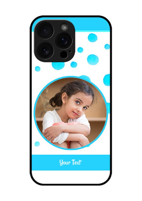 iPhone 16 Pro Max Custom Glass Phone Case - Blue Bubbles Pattern Design