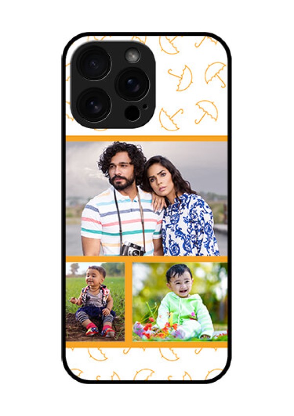 iPhone 16 Pro Max Custom Glass Phone Case - Yellow Pattern Design