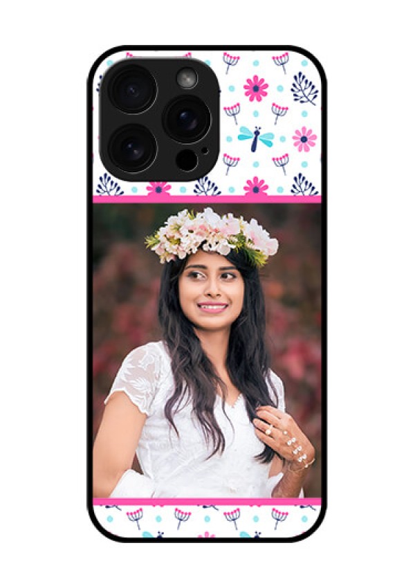 iPhone 16 Pro Max Custom Glass Phone Case - Colorful Flower Design