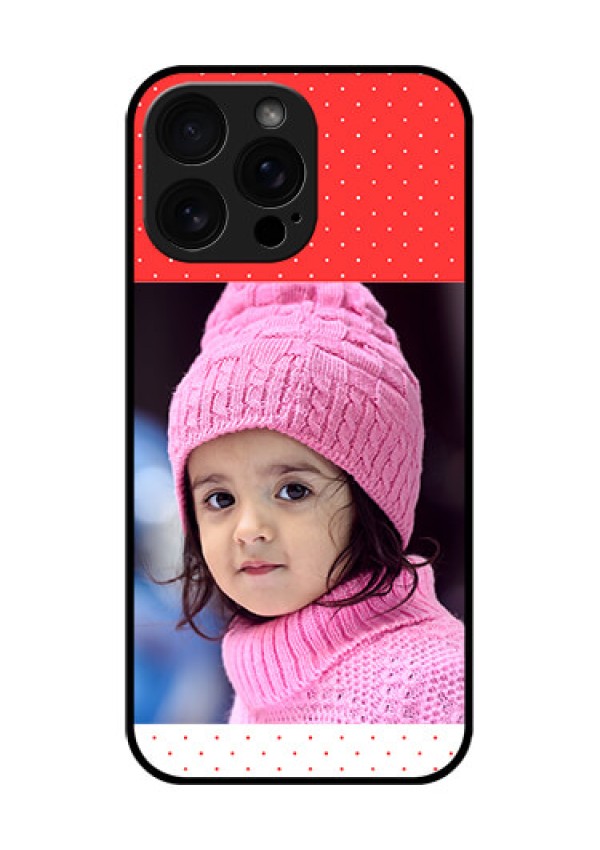 iPhone 16 Pro Max Custom Glass Phone Case - Red Pattern Design
