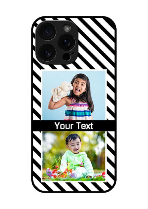 iPhone 16 Pro Max Custom Glass Phone Case - Black And White Stripes Design