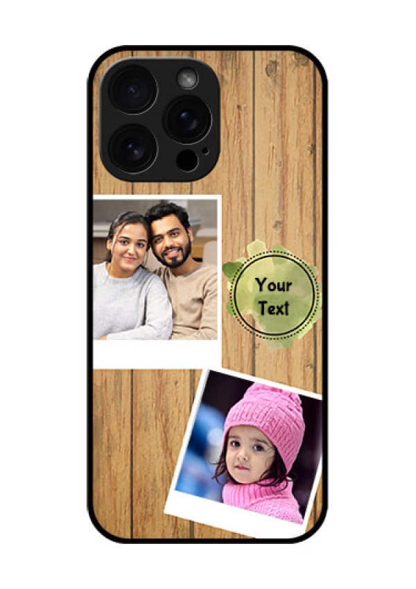 iPhone 16 Pro Max Custom Glass Phone Case - Wooden Texture Design