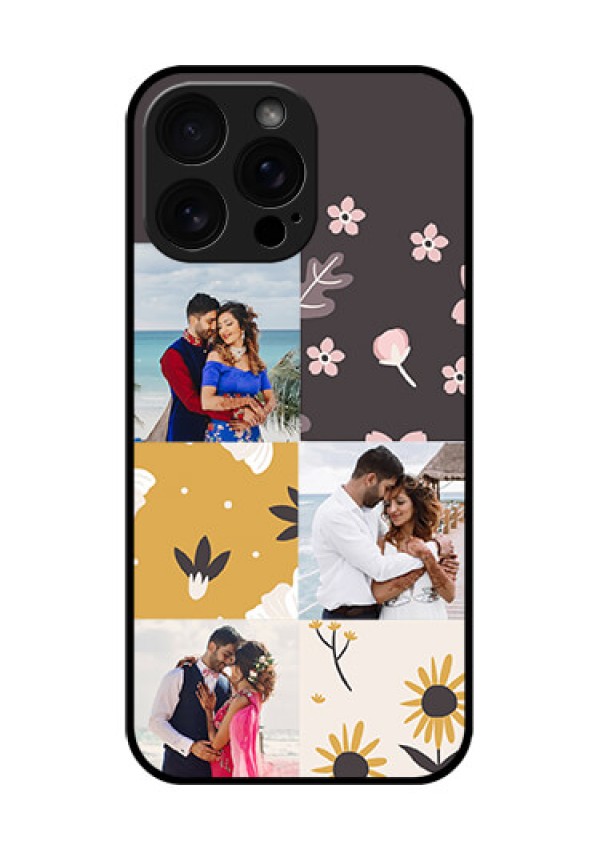 iPhone 16 Pro Max Custom Glass Phone Case - 3 Images With Floral Design