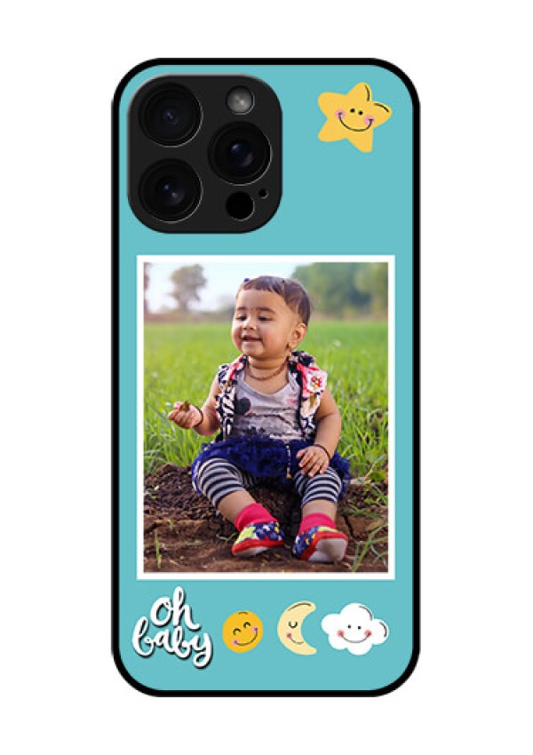 iPhone 16 Pro Max Custom Glass Phone Case - Smiley Kids Stars Design