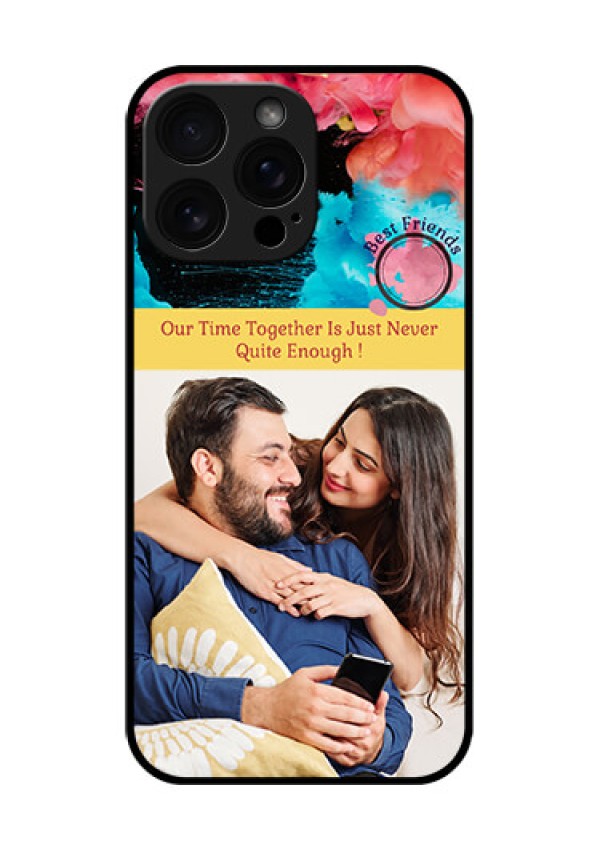 iPhone 16 Pro Max Custom Glass Phone Case - Quote With Acrylic Painting Design