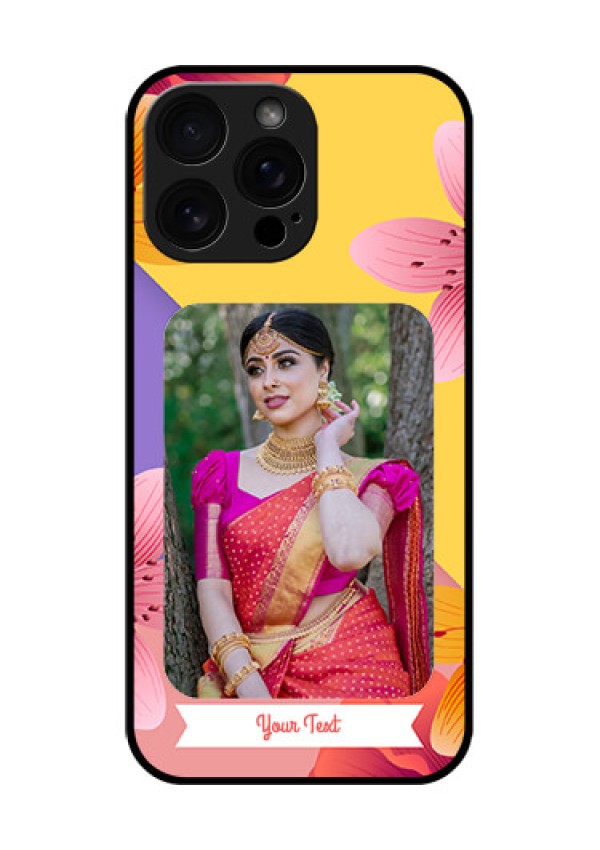 iPhone 16 Pro Max Custom Glass Phone Case - 3 Image With Vintage Floral Design