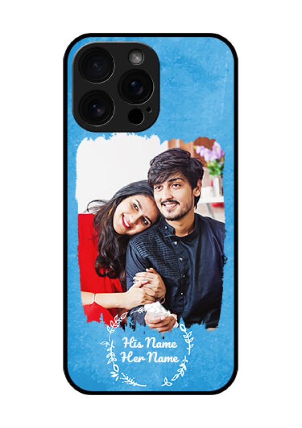 iPhone 16 Pro Max Custom Glass Phone Case - Blue Color Vintage Design