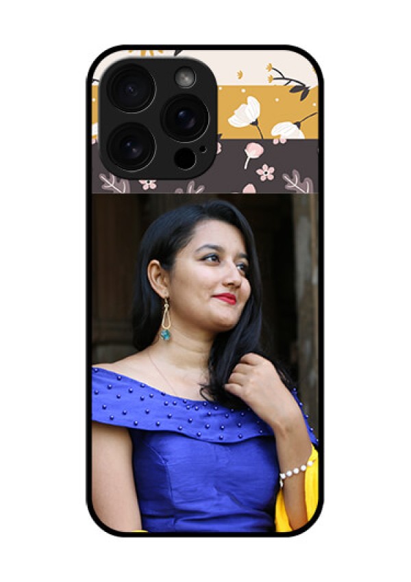 iPhone 16 Pro Max Custom Glass Phone Case - Stylish Floral Design