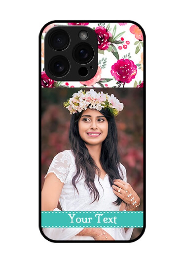 iPhone 16 Pro Max Custom Glass Phone Case - Water Colors Floral Design