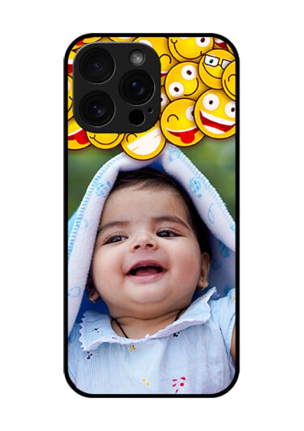 iPhone 16 Pro Max Custom Glass Phone Case - With Smiley Emoji Design