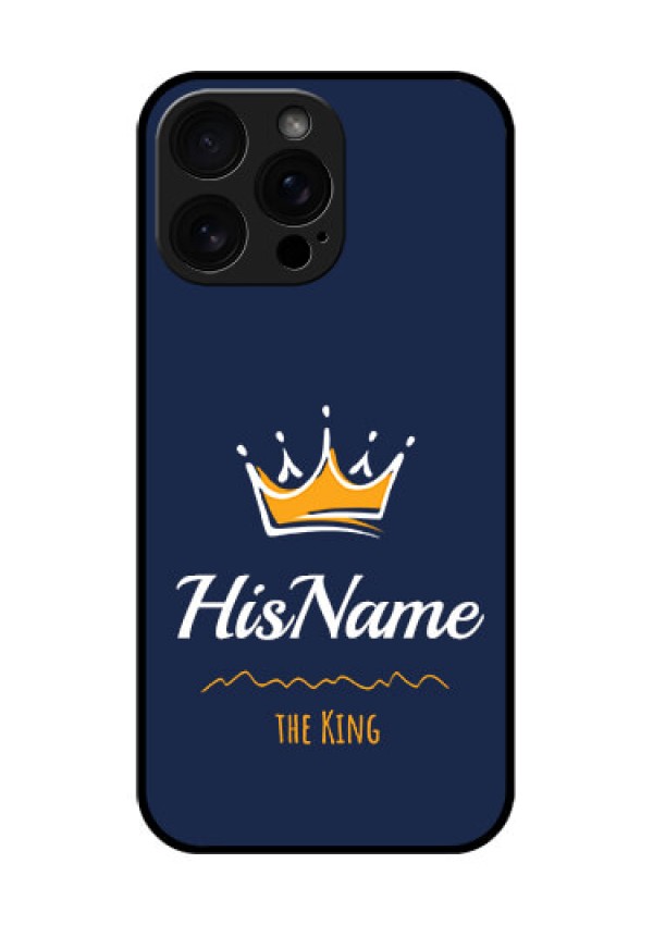 iPhone 16 Pro Max Custom Glass Phone Case - King With Name Design