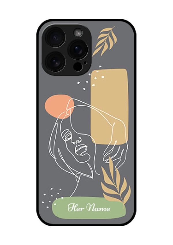 iPhone 16 Pro Max Custom Glass Phone Case - Gazing Woman Line Art Design
