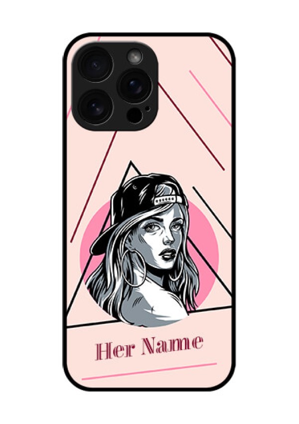 iPhone 16 Pro Max Custom Glass Phone Case - Rockstar Girl Design