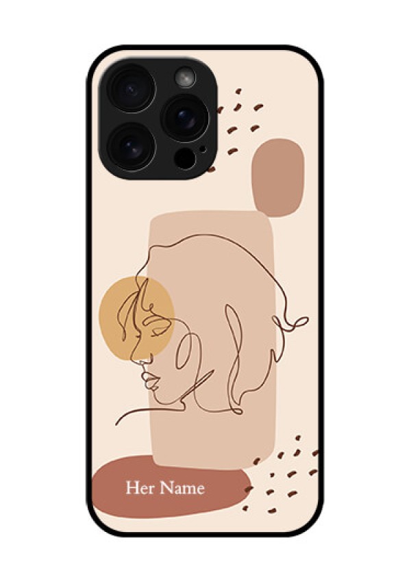 iPhone 16 Pro Max Custom Glass Phone Case - Calm Woman Line Art Design