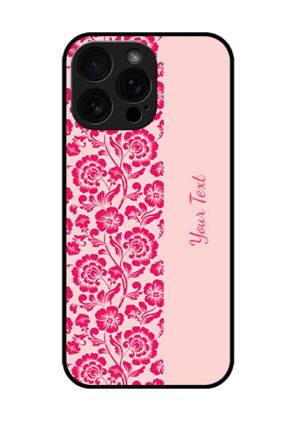iPhone 16 Pro Max Custom Glass Phone Case - Attractive Floral Pattern Design