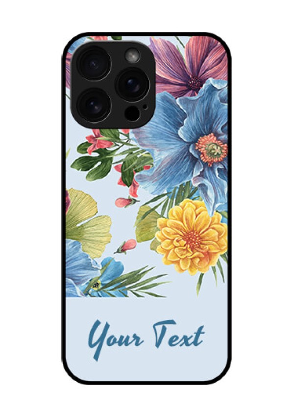 iPhone 16 Pro Max Custom Glass Phone Case - Stunning Watercolored Flowers Painting Design