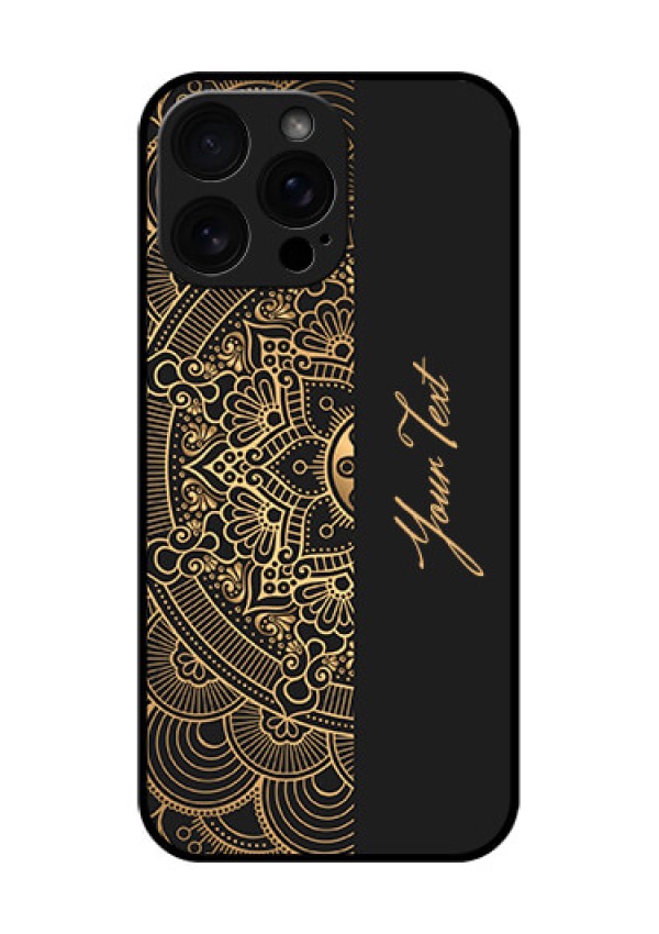 iPhone 16 Pro Max Custom Glass Phone Case - Mandala Art With Custom Text Design