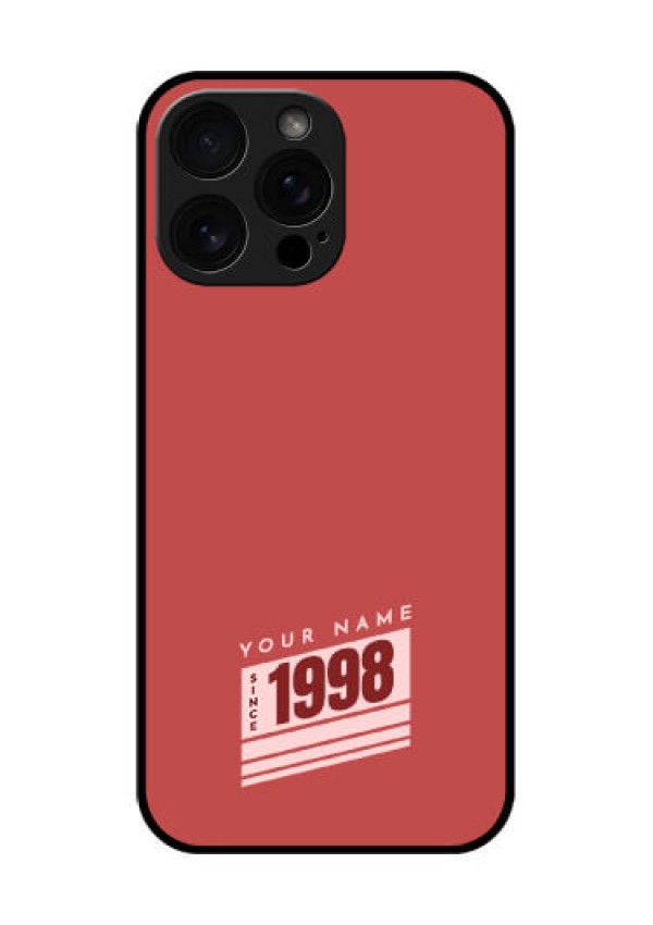 iPhone 16 Pro Max Custom Glass Phone Case - Red Custom Year Of Birth Design