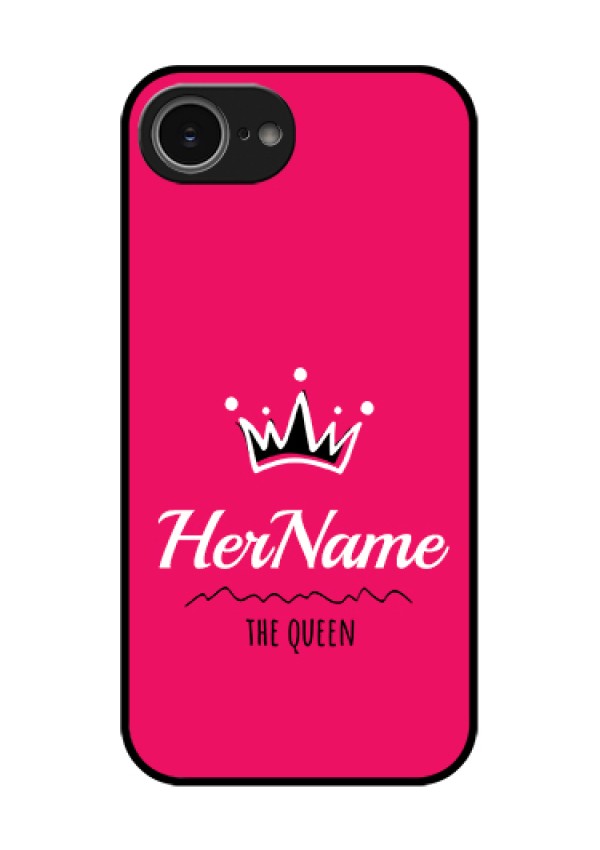 iPhone 16e Custom Glass Phone Case - Queen With Name Design