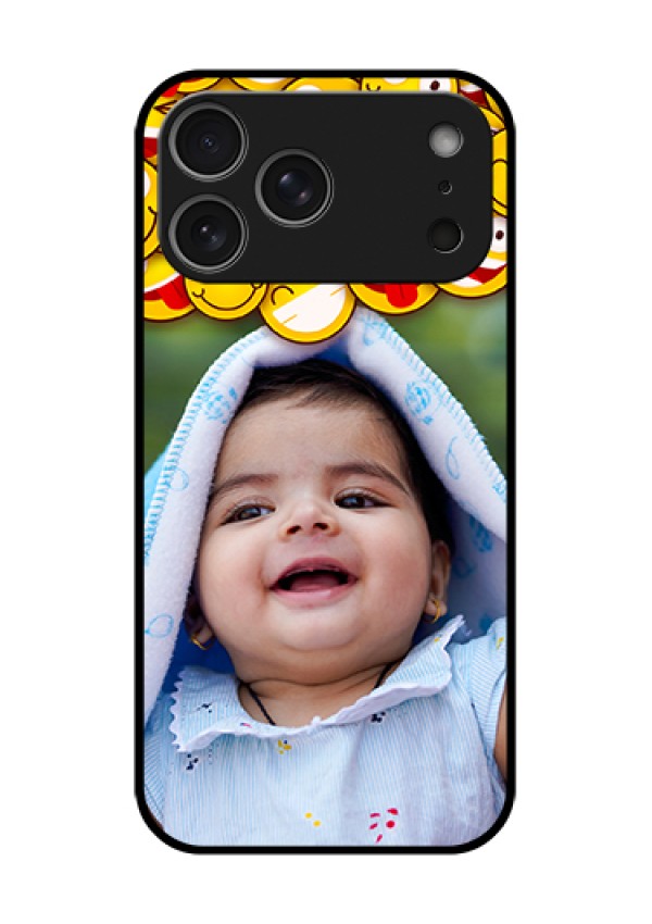 Apple iPhone 17 Pro Max Custom Glass Phone Case - With Smiley Emoji Design
