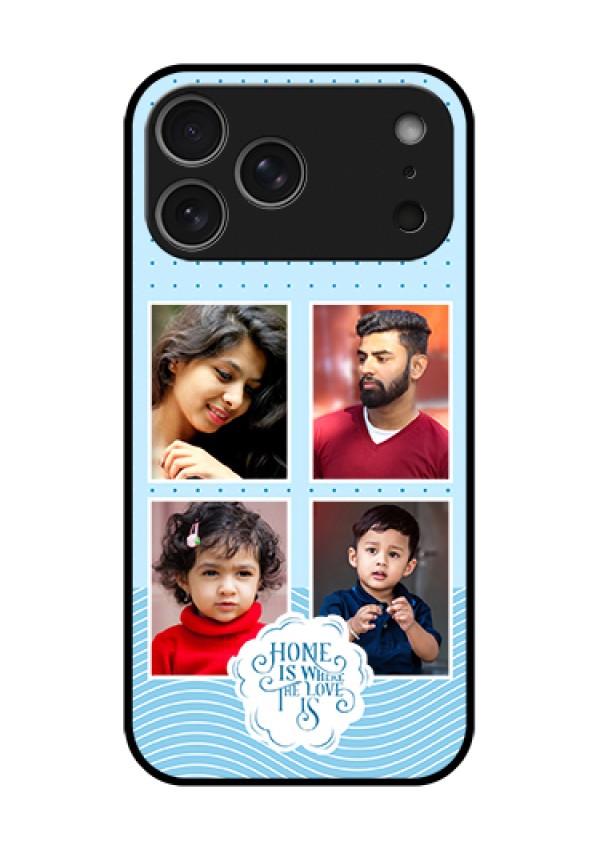 Apple iPhone 17 Pro Max Custom Glass Phone Case - Cute Love Quote With 4 Pic Upload Design