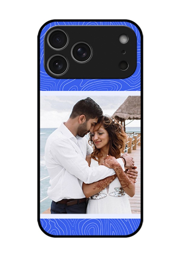 Apple iPhone 17 Pro Max Custom Glass Phone Case - Curved Line Art With Blue And White Design
